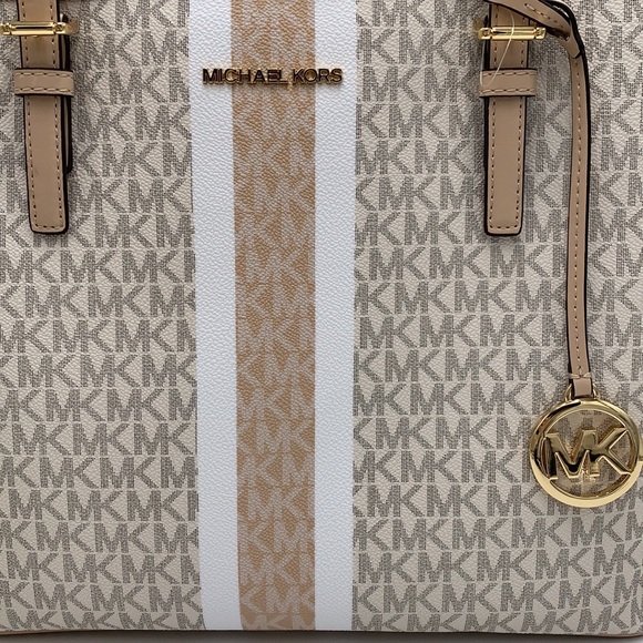 MICHAEL KORS JET SET TRAVEL MEDIUM CARRYALL TOTE BUFF MULTI COLOR - Picture 15 of 16